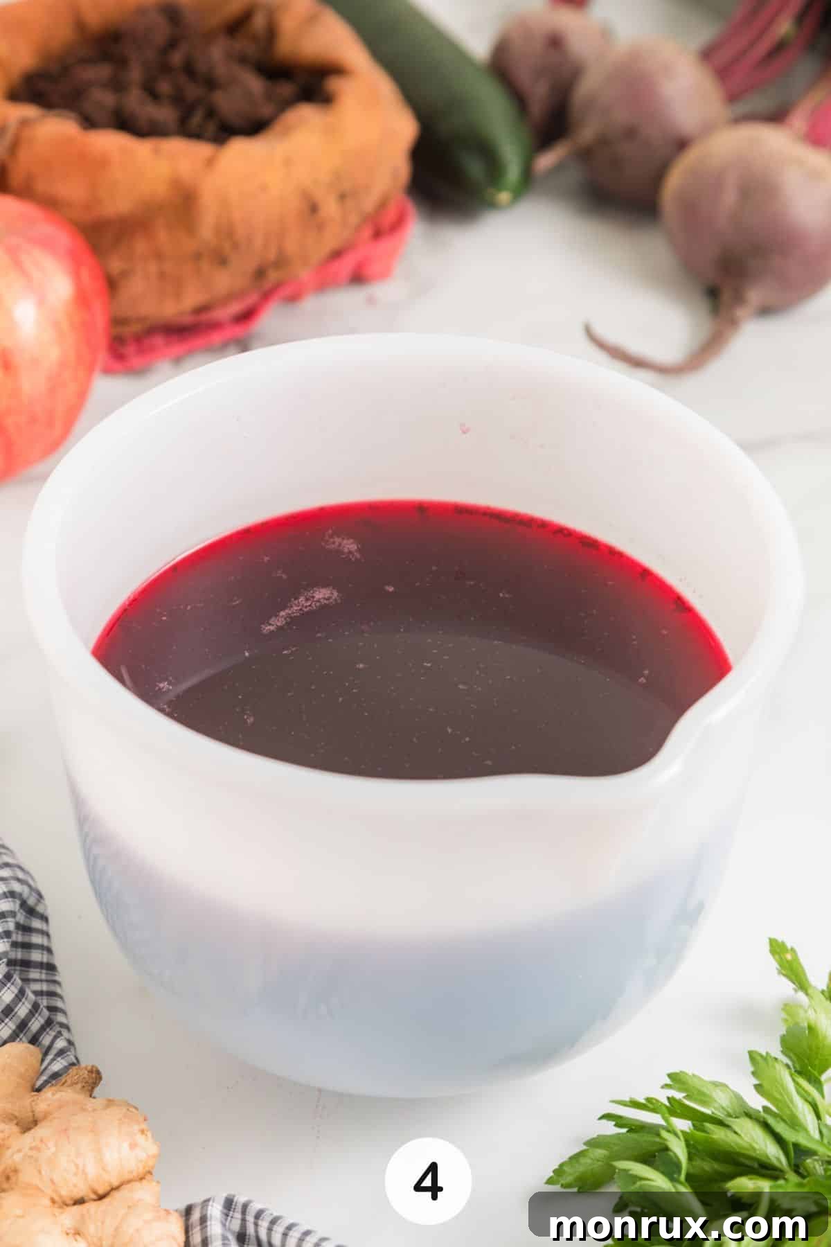 beet juice recipe after straining through nut milk bag.