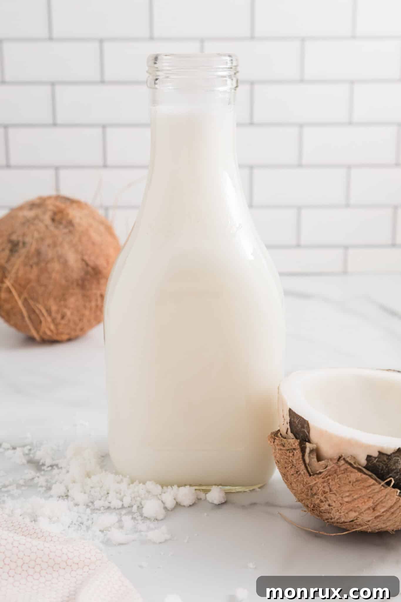 Homemade Vitamix coconut milk, freshly made and ready to use.