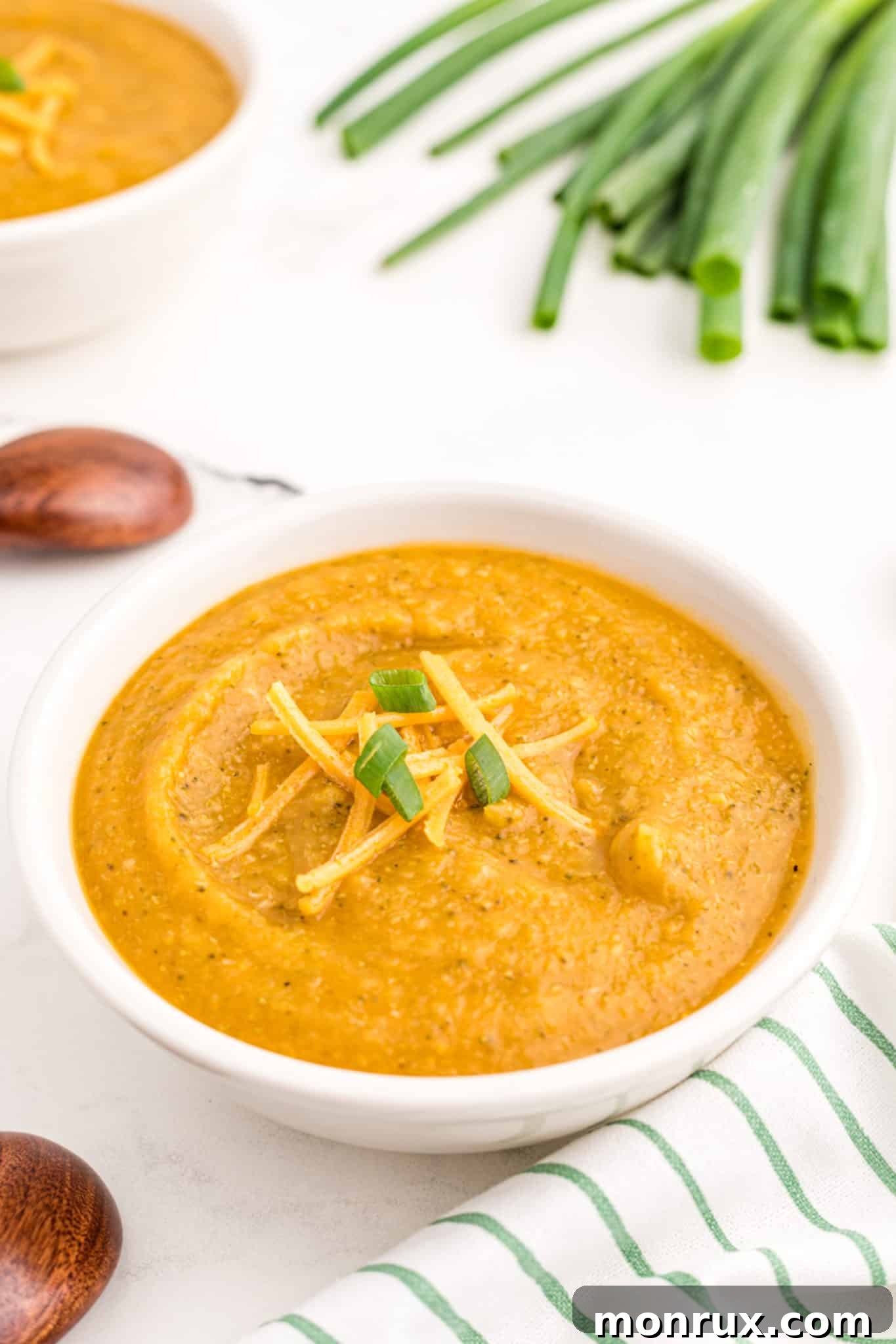 bowl of broccoli vegan soup.
