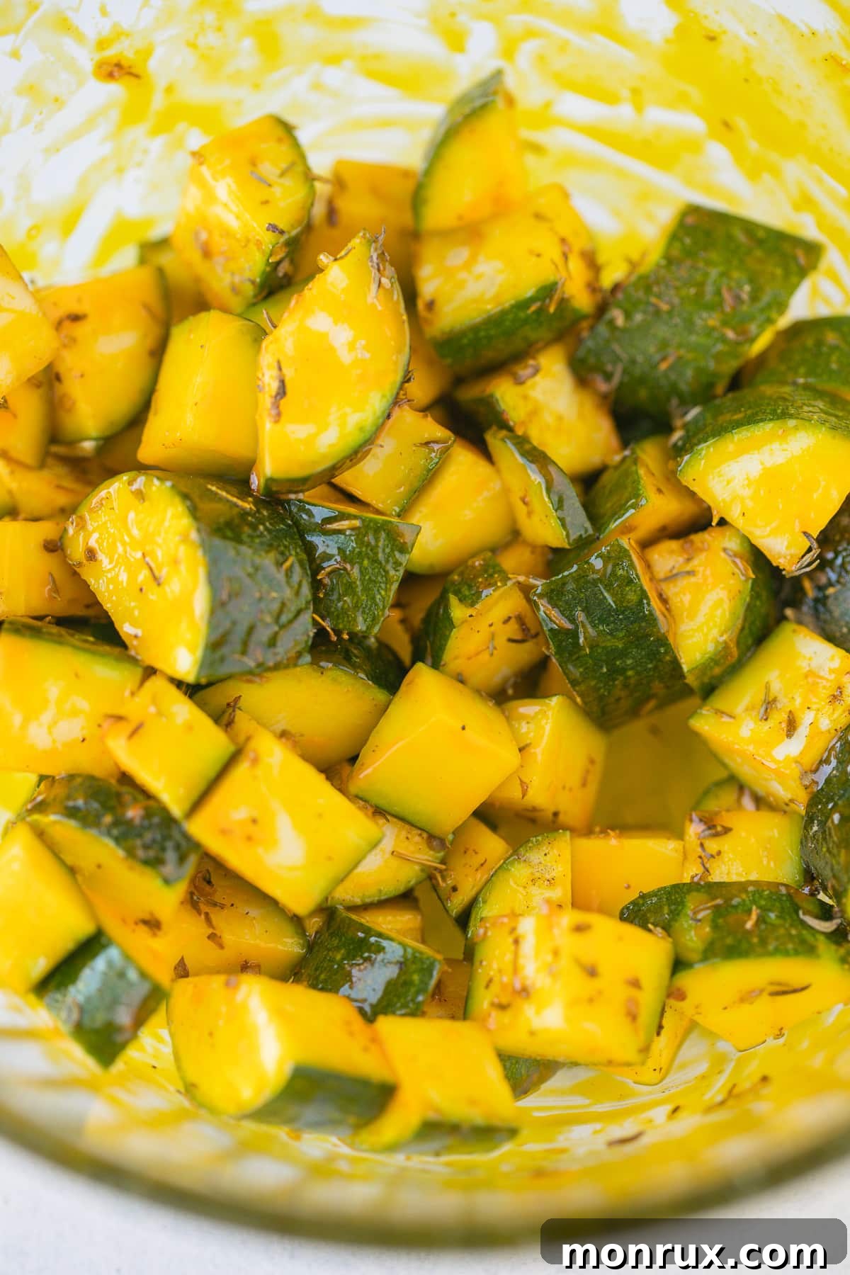 zucchini tossed with red palm oil