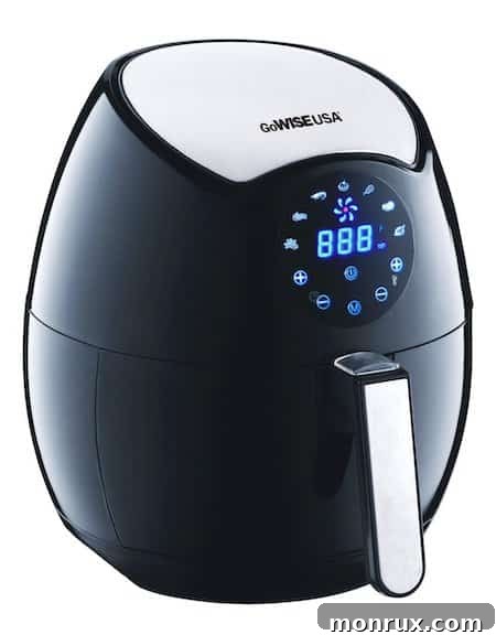 gowise air fryer on a kitchen counter, ready for use