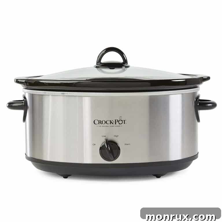 crockpot slow cooker on a kitchen island