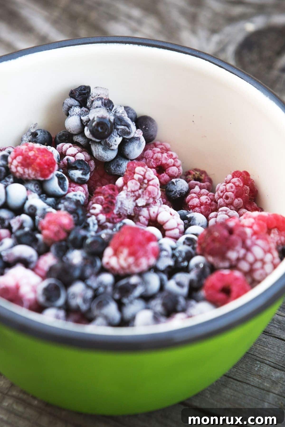 frozen berries in a pot.