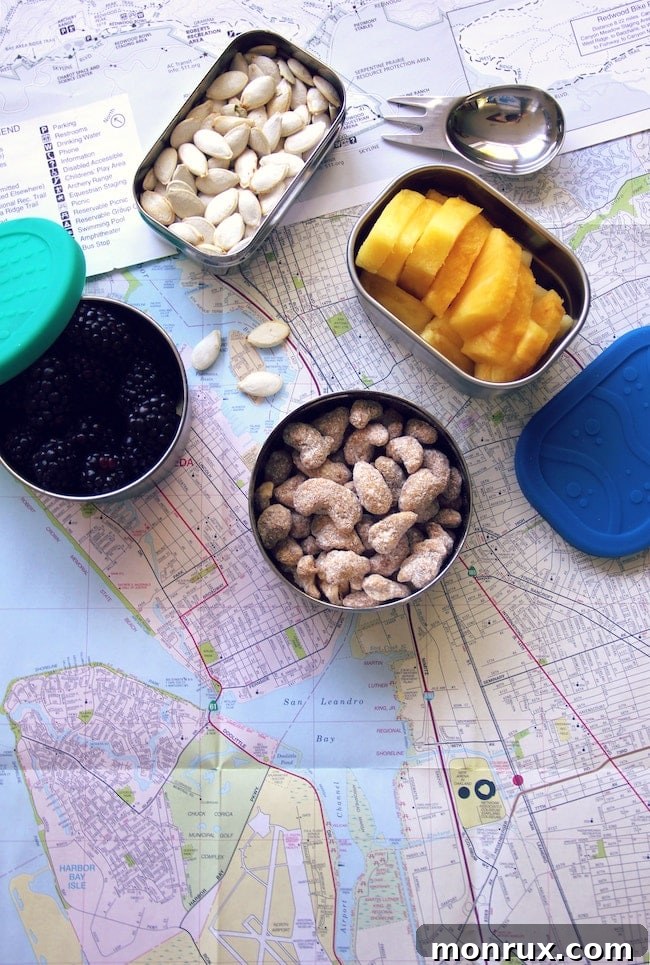 healthy snacks and map.