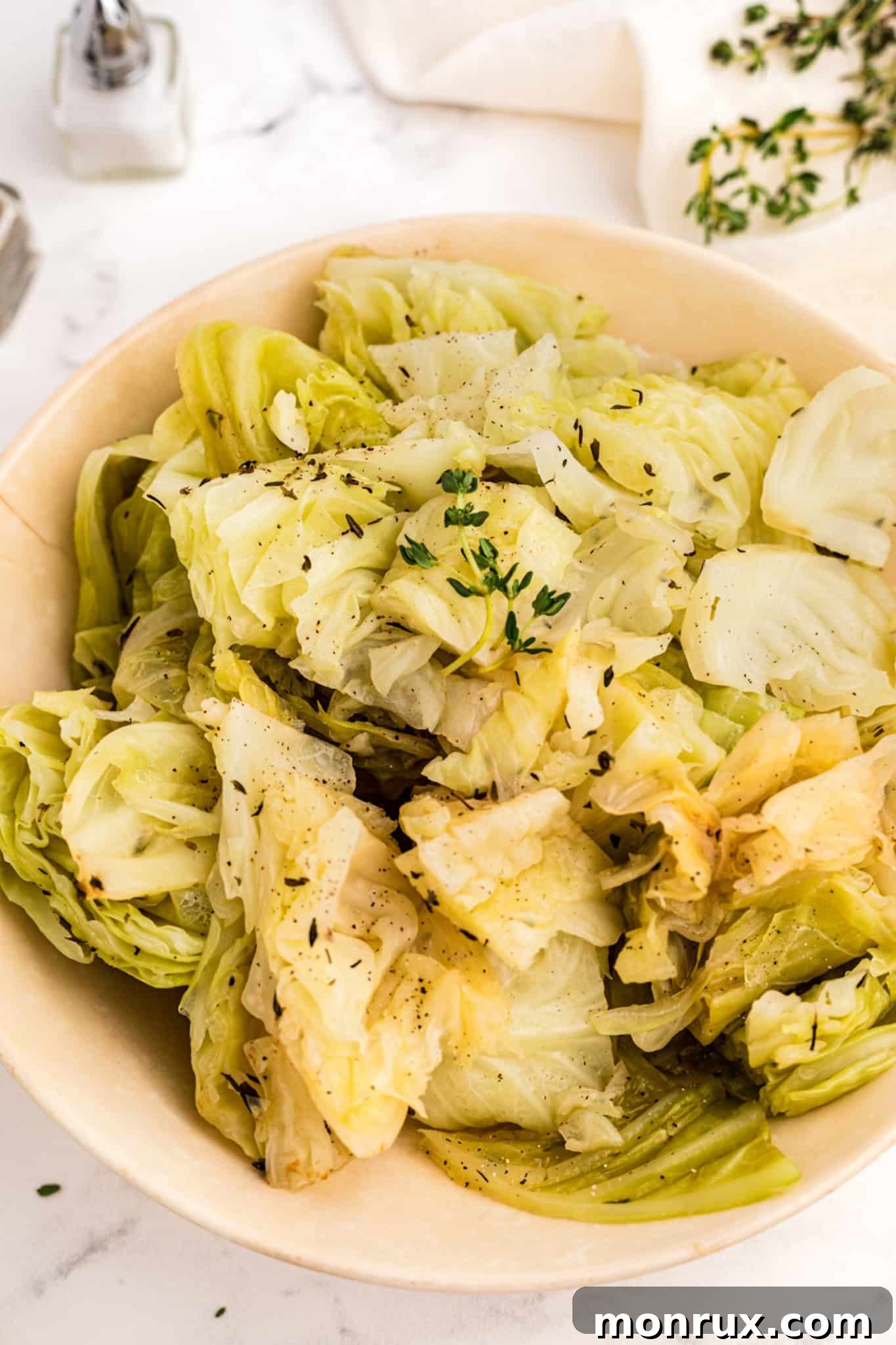 A beautifully cooked bowl of Instant Pot cabbage, ready to be served as a healthy and delicious side dish.