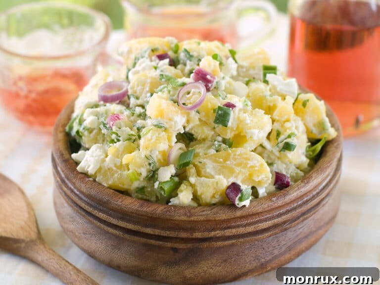 eggless potato salad served in bowl.