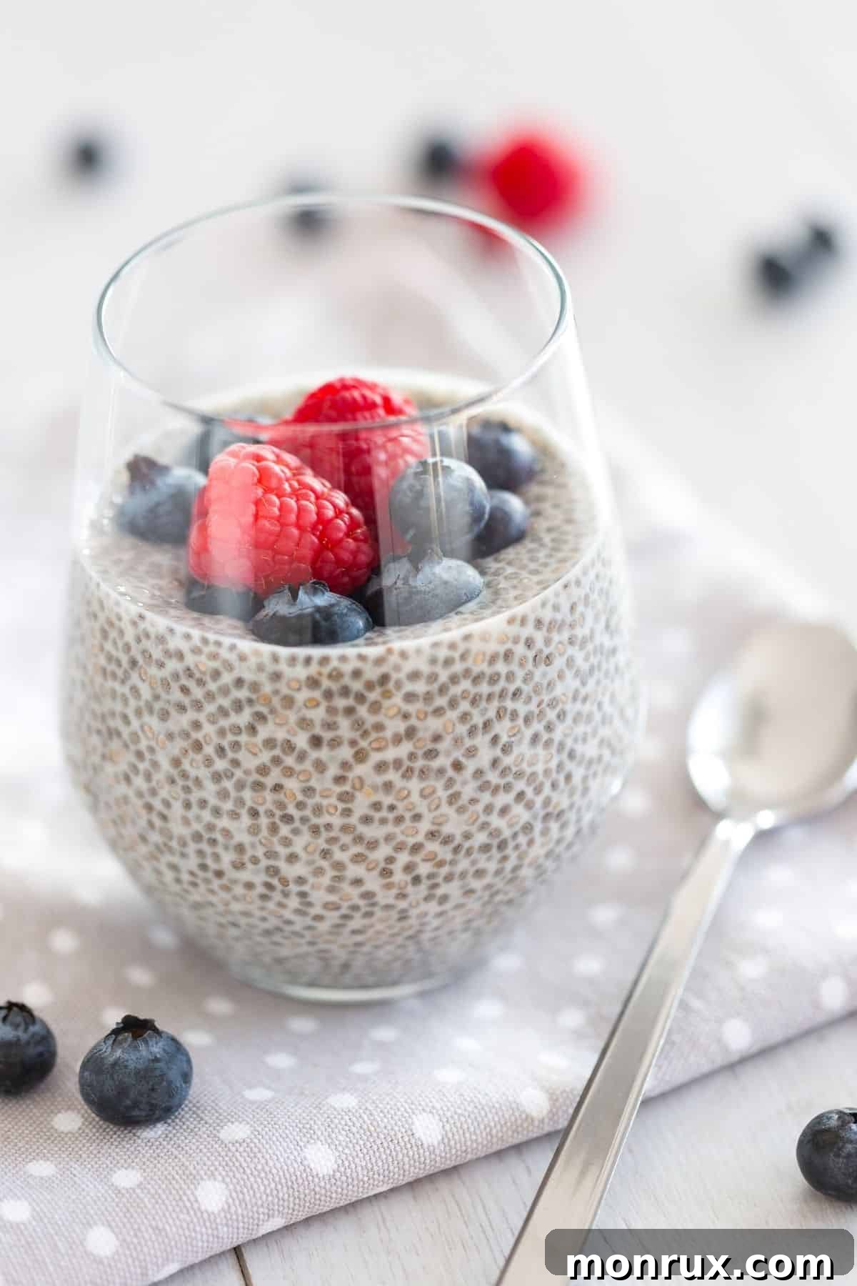 bowl of chia pudding with berries.