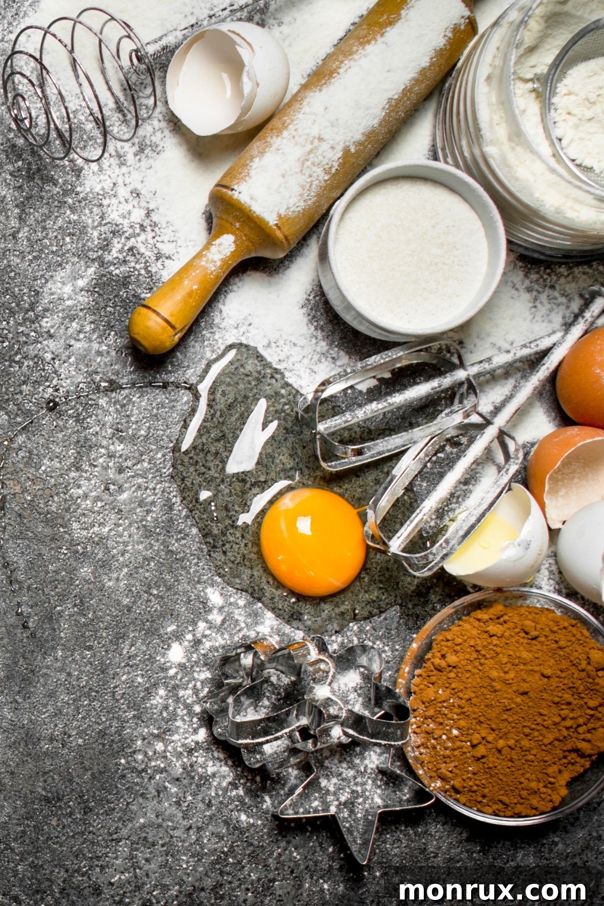 Ingredients for baking cookies on a table, including flour, sugar, and chocolate chips for clean eating recipes