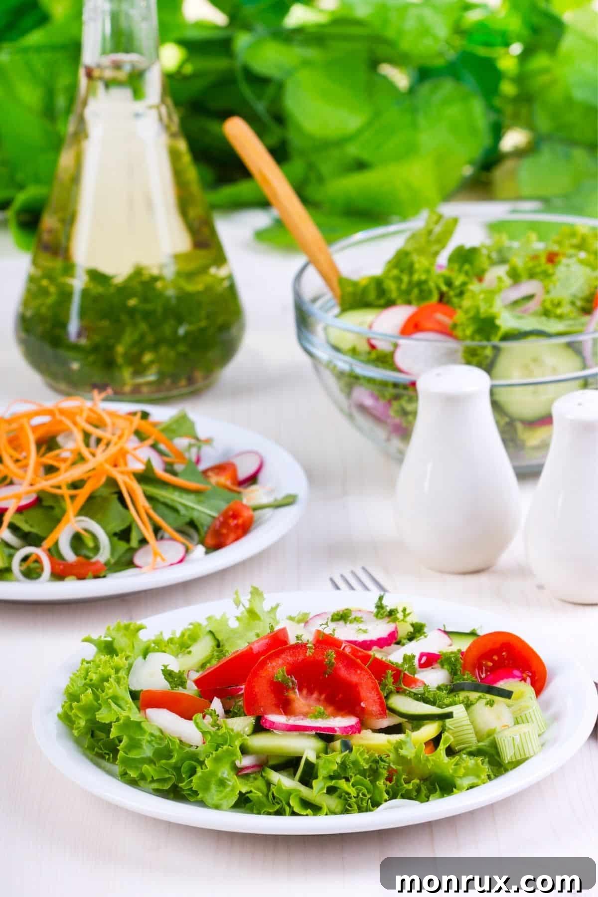 Fresh, colorful salad with a variety of chopped vegetables, representing a healthy meal.