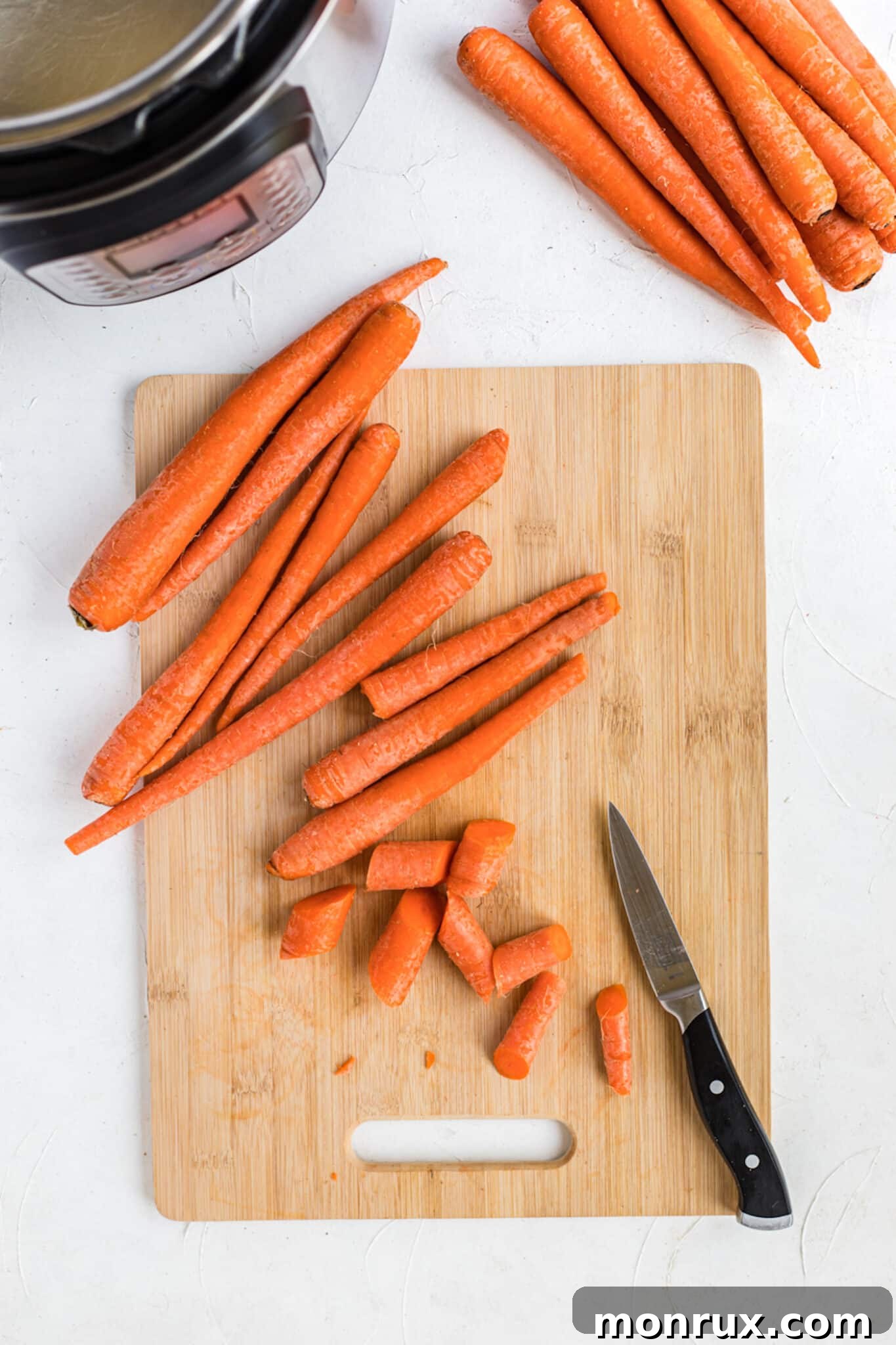 getting carrots ready for instant pot.