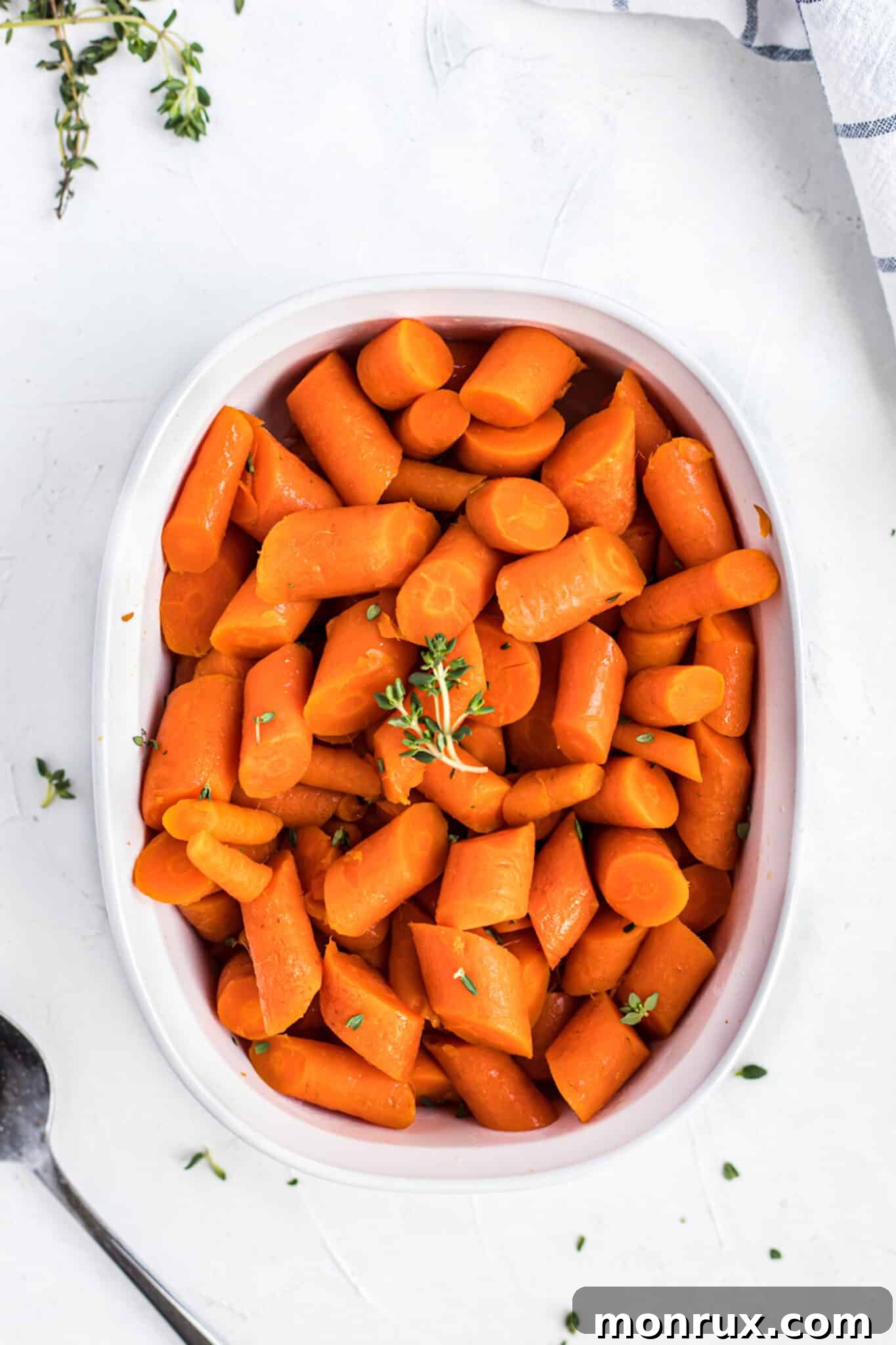cooked instant pot carrots in serving dish.