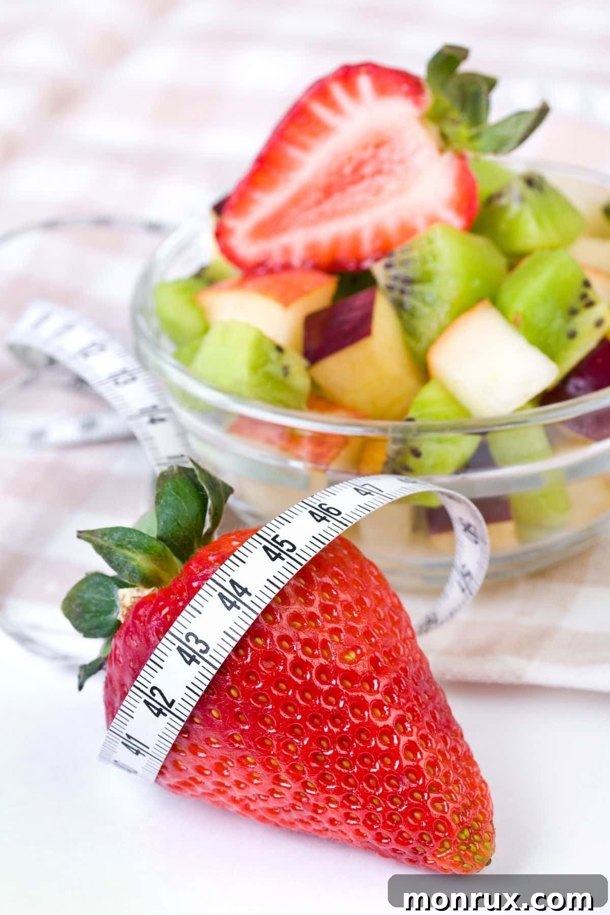 fruit salad with a measuring tape.