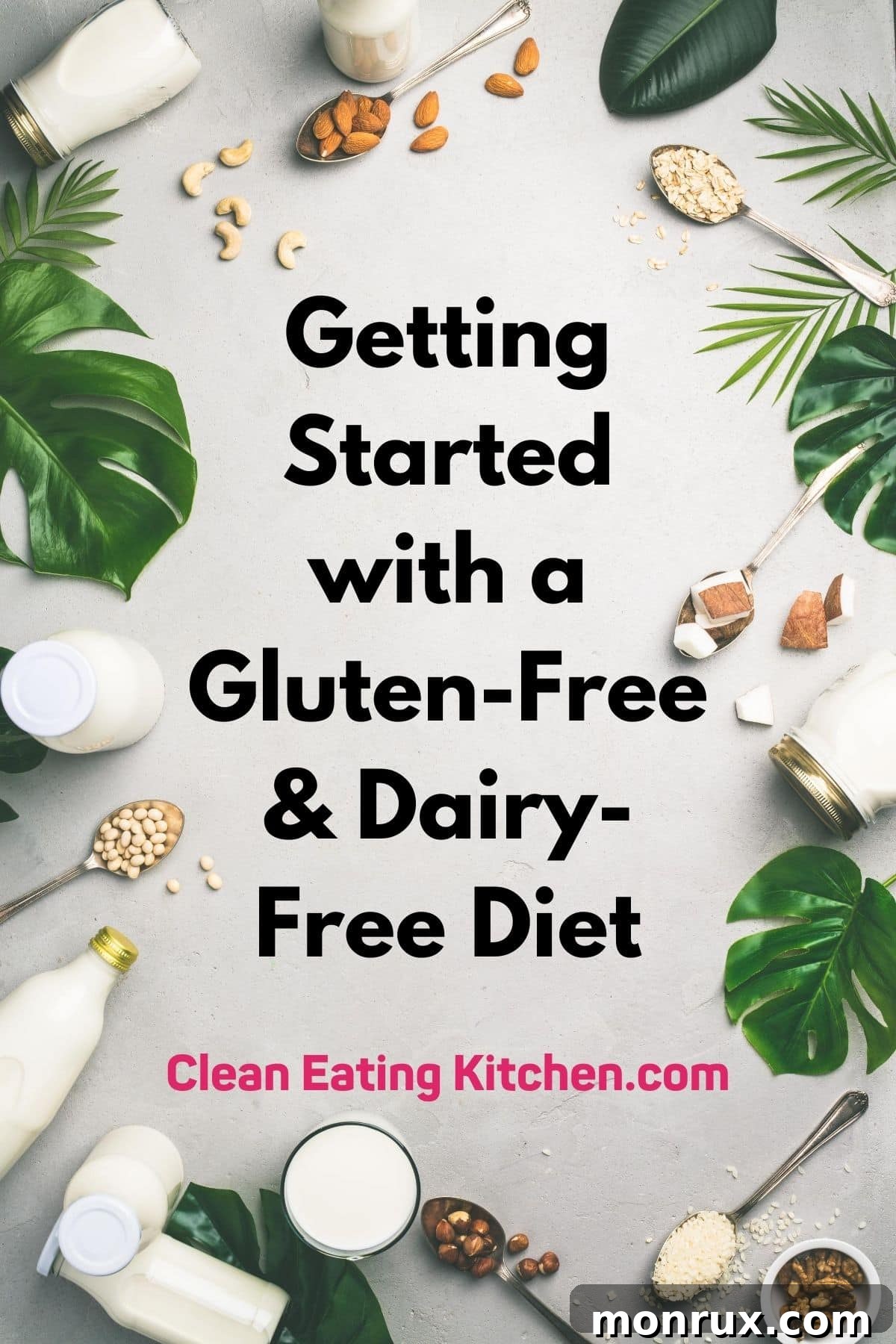Infographic with essential tips for successfully adopting a gluten-free and dairy-free diet to improve health and reduce inflammation.