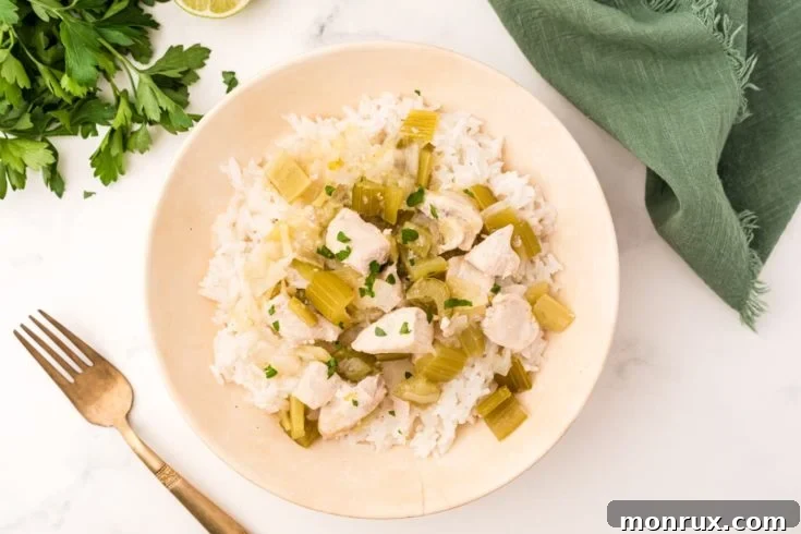 A bowl of creamy Instant Pot Coconut Chicken Soup, garnished with fresh cilantro.