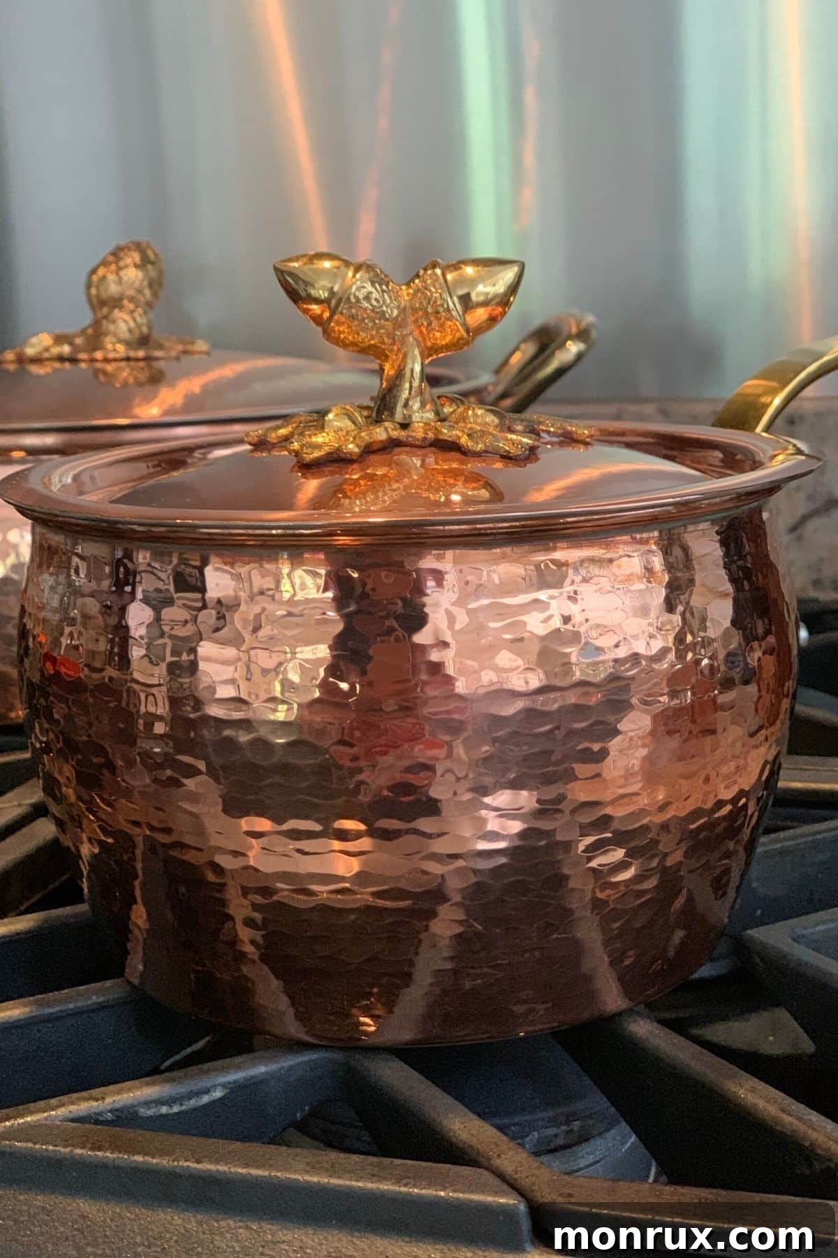 elegant copper cookware set on a modern stovetop.