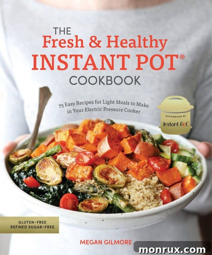 fresh and healthy instant pot cookbook cover.