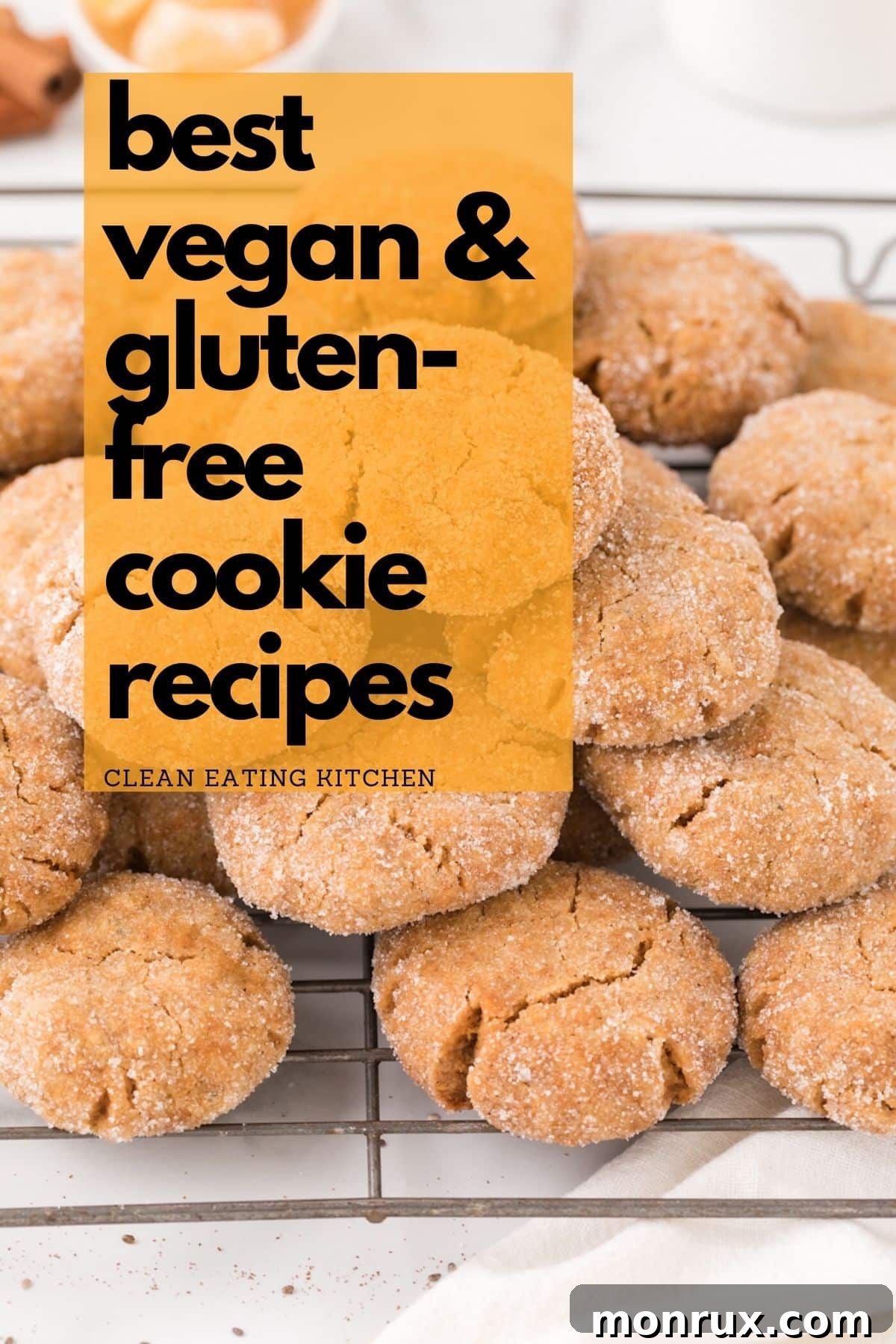Infographic featuring a variety of the best vegan and gluten-free cookies, showcasing their diverse shapes and textures.