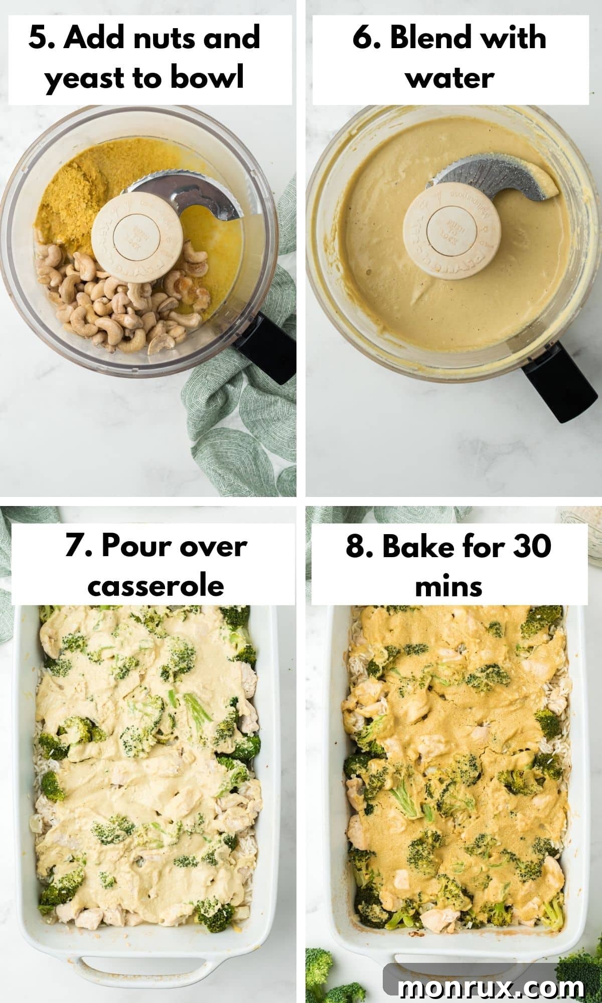 process photos for chicken casserole with sauce.