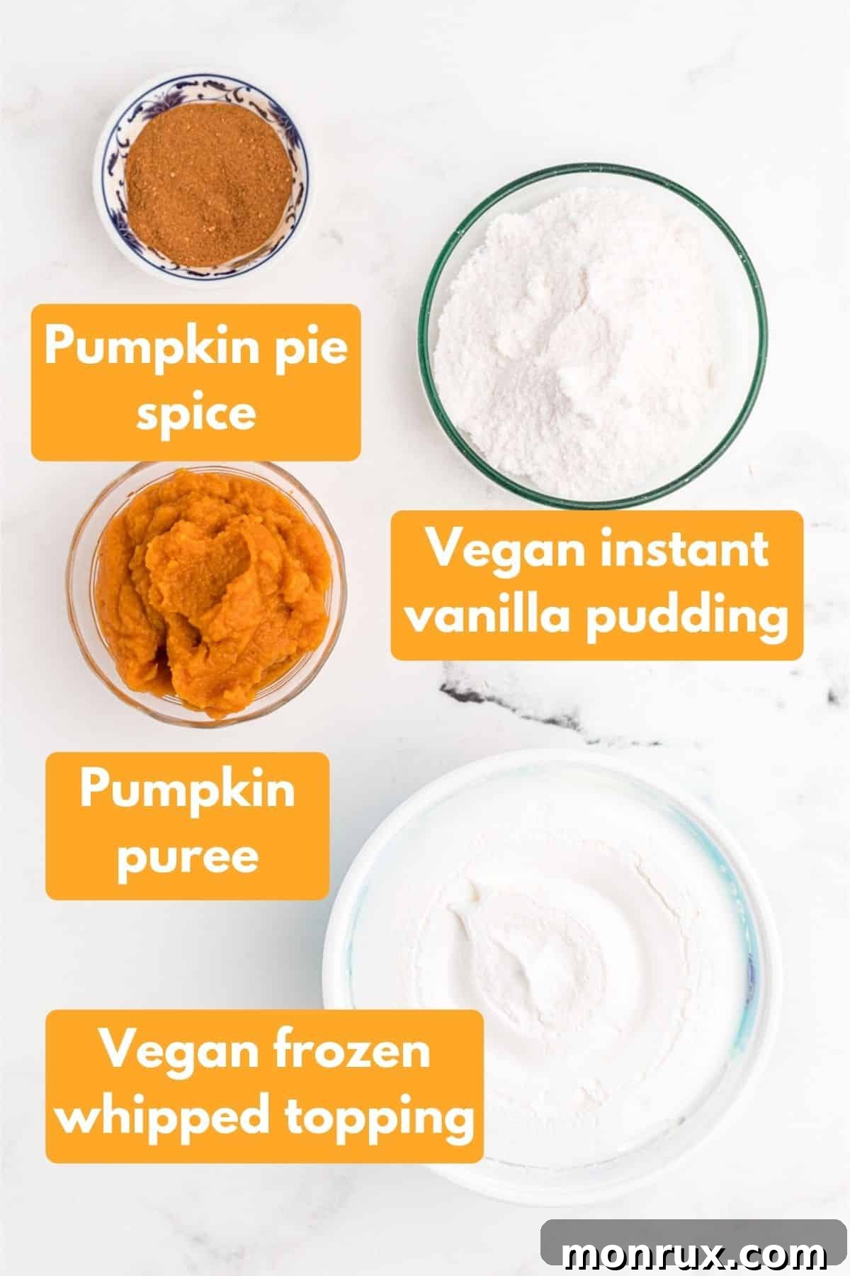 ingredients for vegan pumpkin fluff.