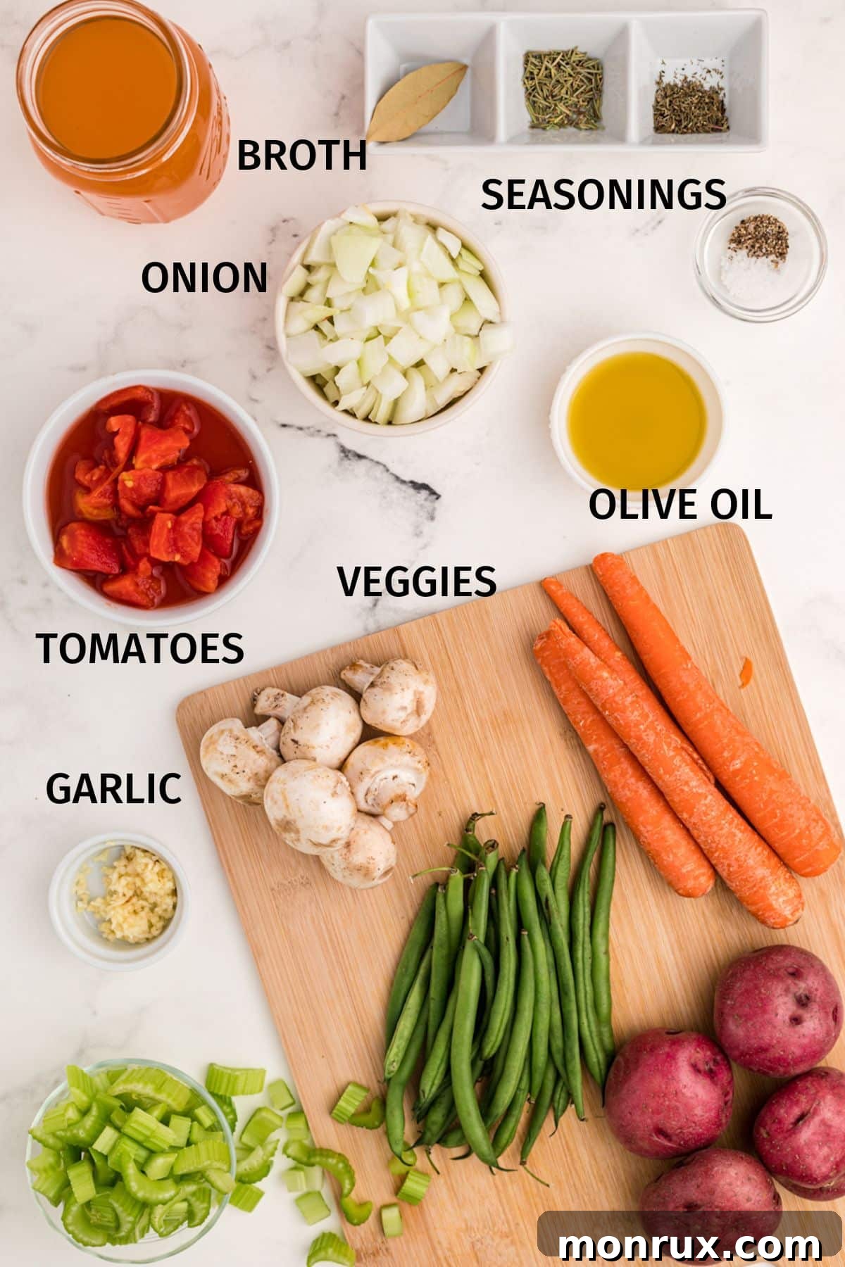 ingredients for vegetable stew recipe.