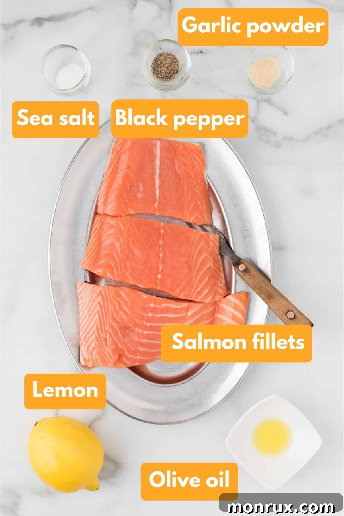 ingredients for air fryer salmon.