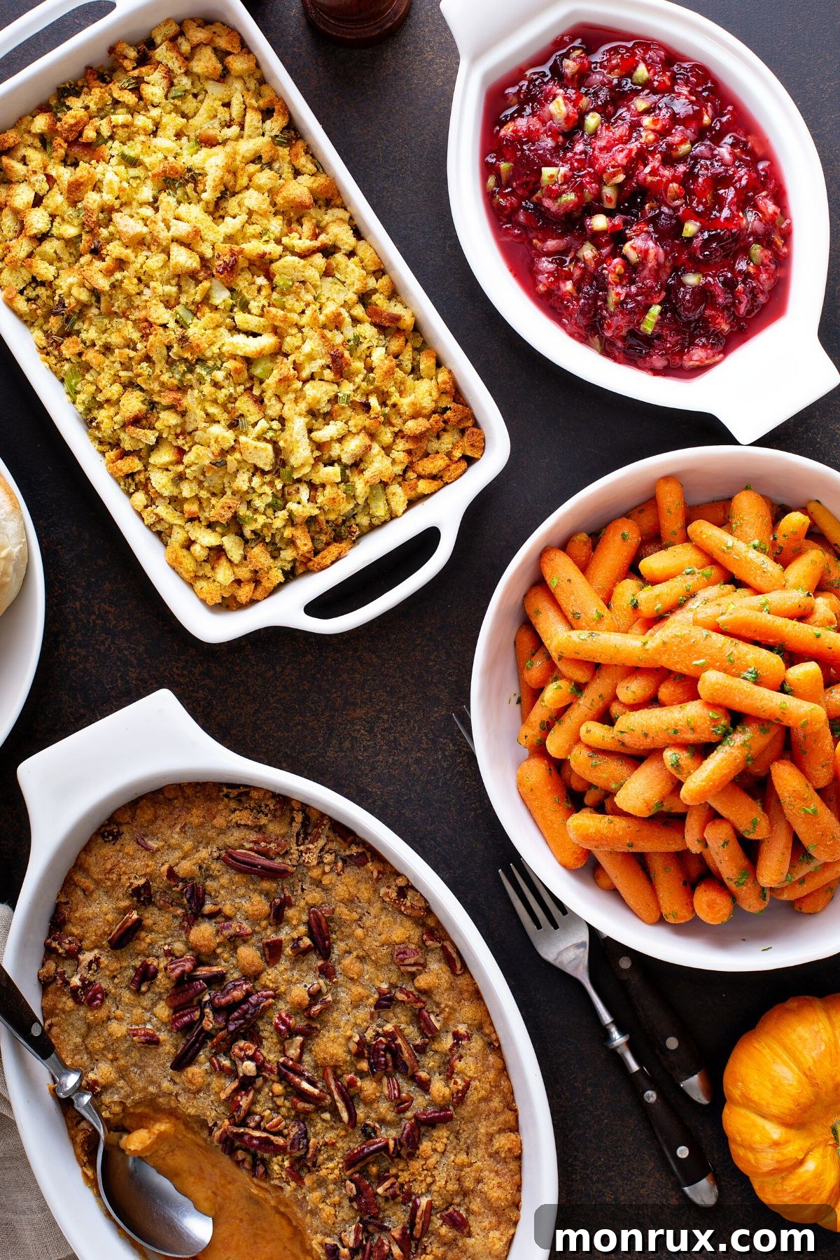 selection of colorful instant pot side dishes on a black countertop.