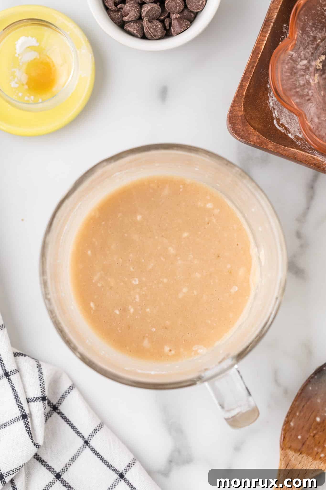 The mug cake batter ready for the microwave.