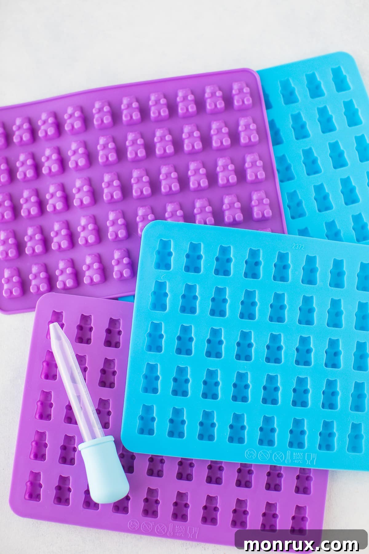 gummy bear molds with dropper.