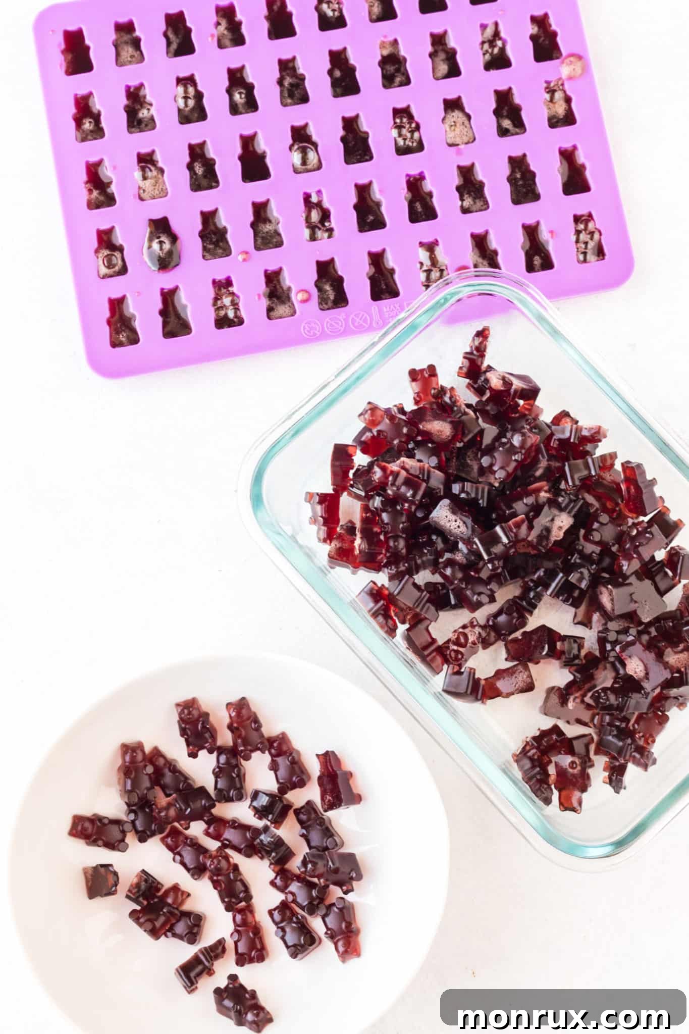 homemade gummy bears ready to be served.