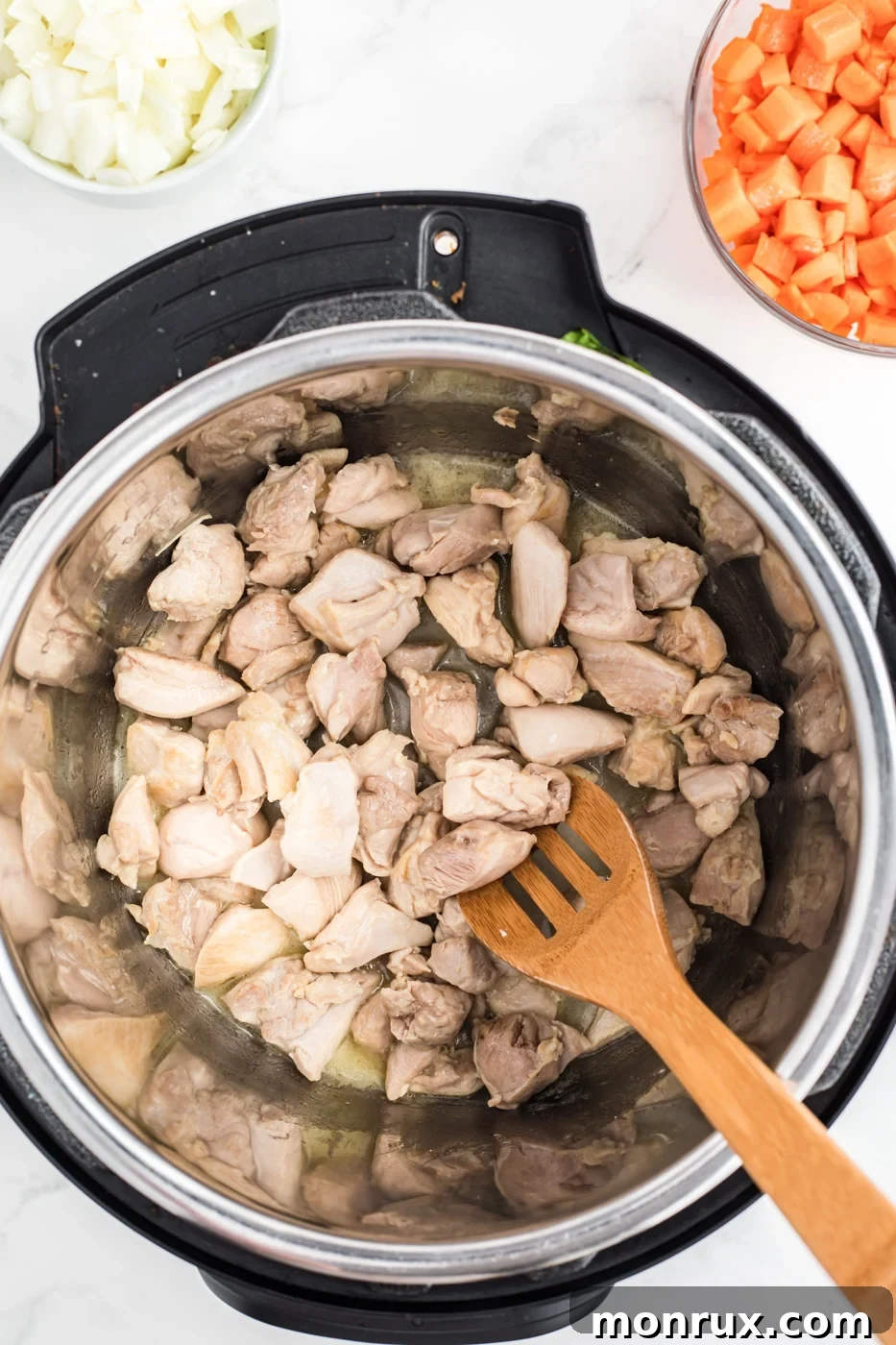 chicken pieces sautéed in instant pot.