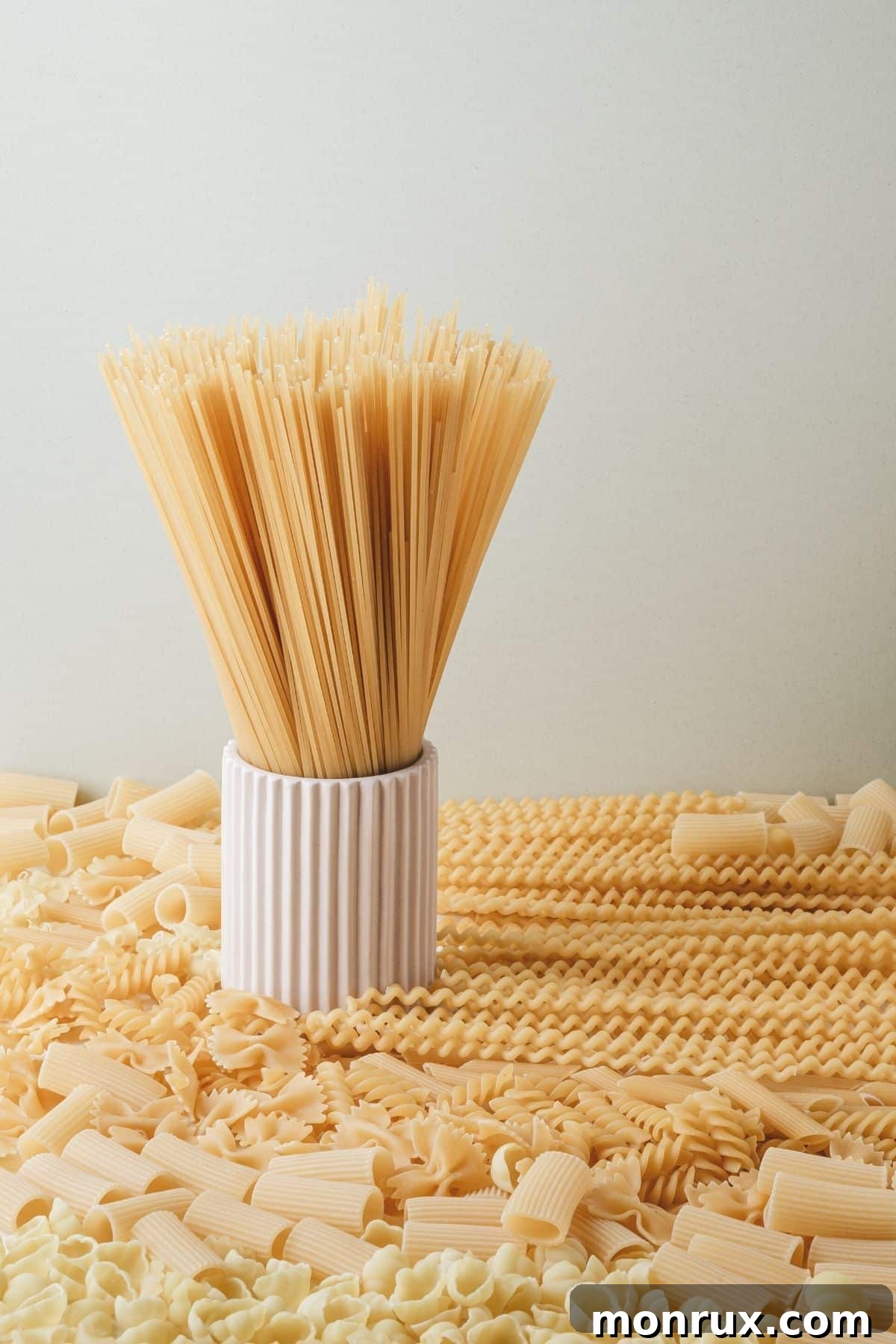dry pastas of varying types on a table.