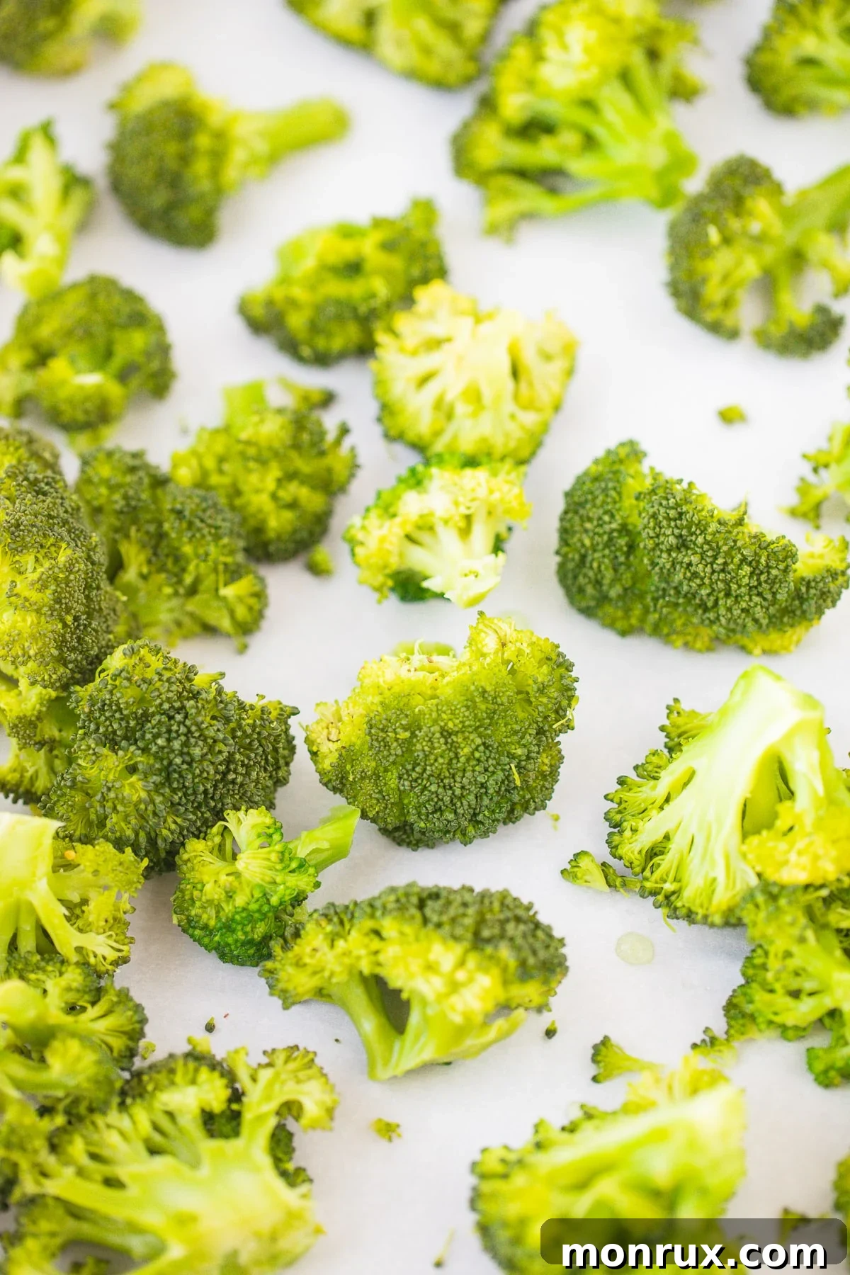 broccoli on a baking sheet.