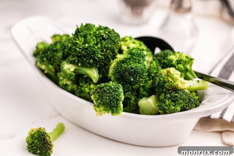 Instant Pot steamed broccoli in dish