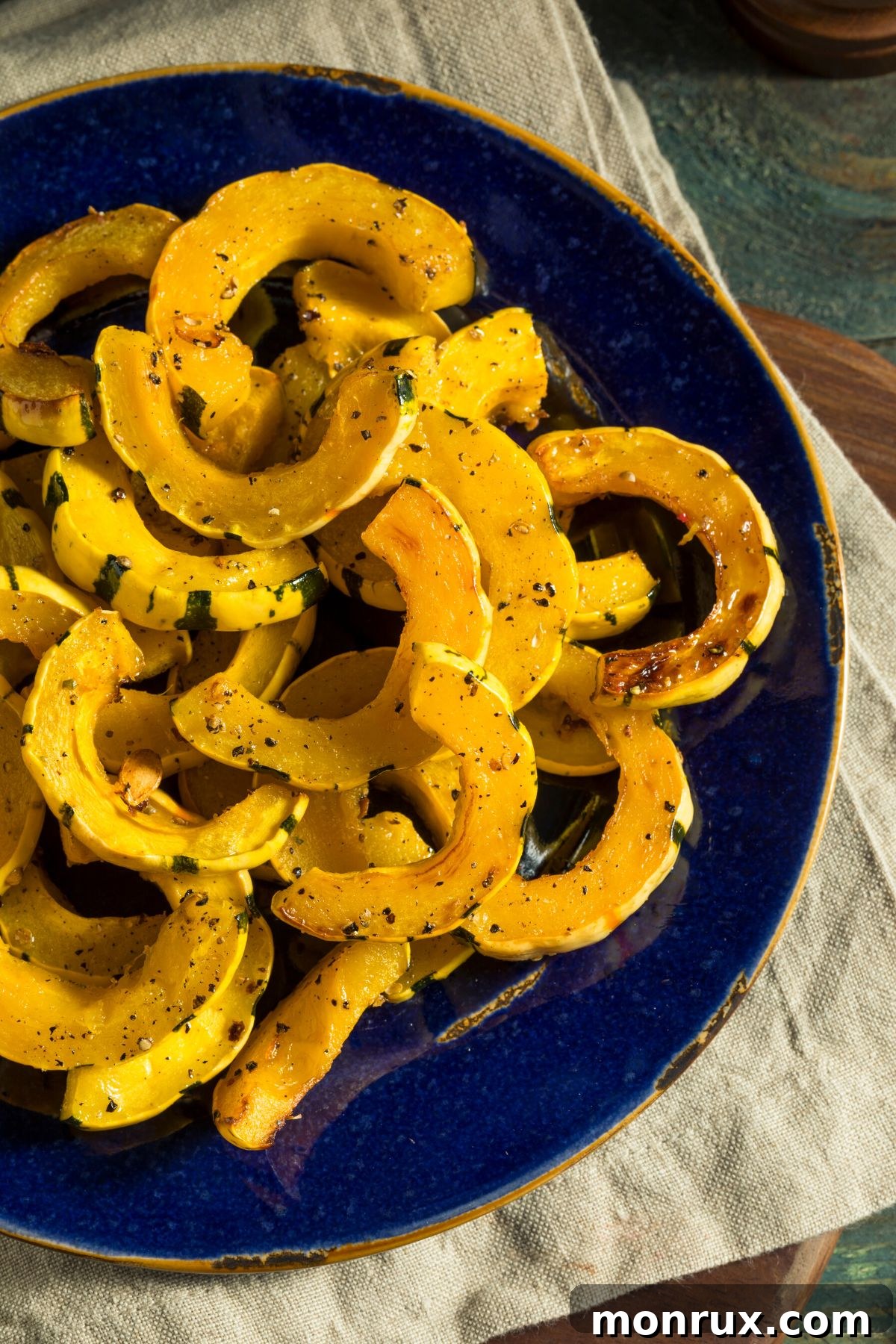 Crispy, golden-brown air-fried delicata squash slices in a rustic bowl, ready to serve.