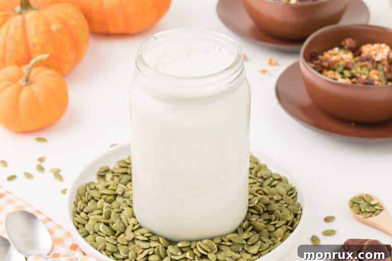pumpkin seed milk in jar