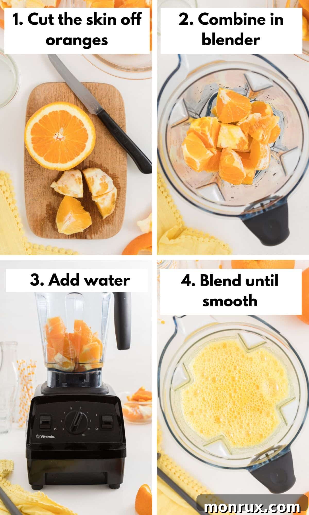 process photos for vitamix orange juice.