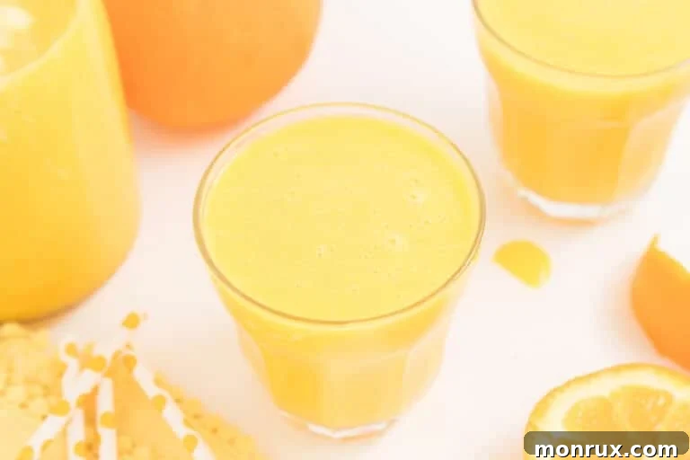 vitamix orange juice in glass.
