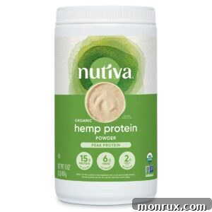 nutiva hemp protein powder in canister.