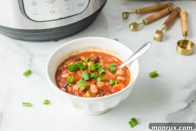 bowl of bean soup with a spoon
