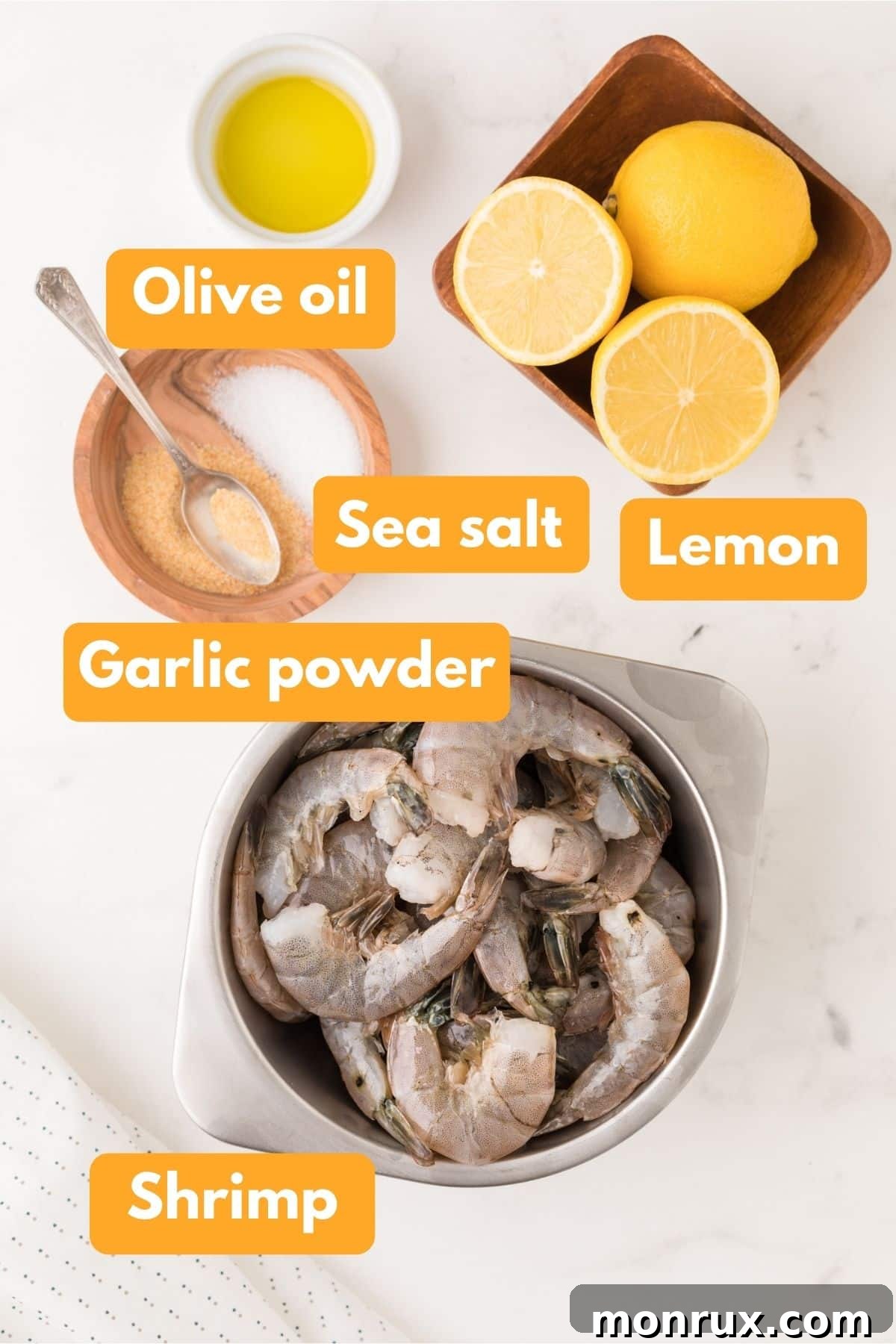 Ingredients for air fryer shrimp.