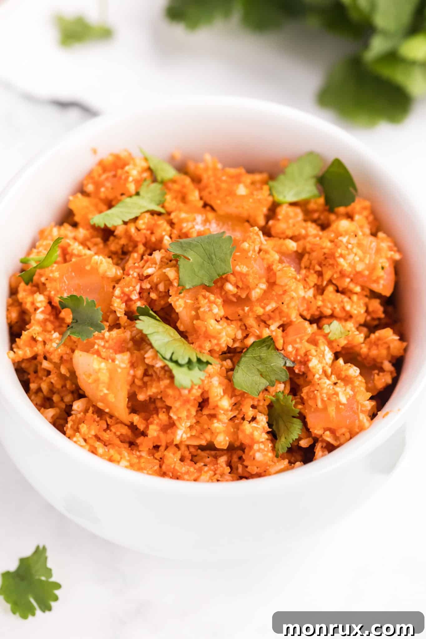 A bowl of keto mexican cauliflower rice