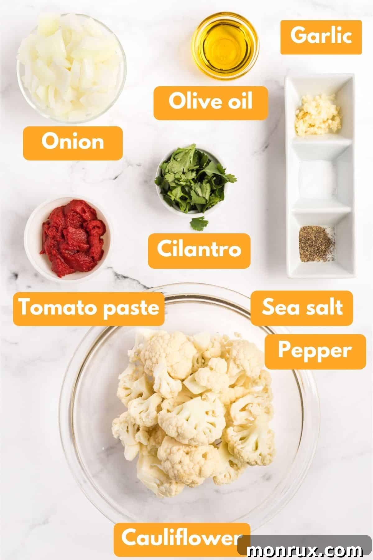 Ingredients for mexican cauliflower rice