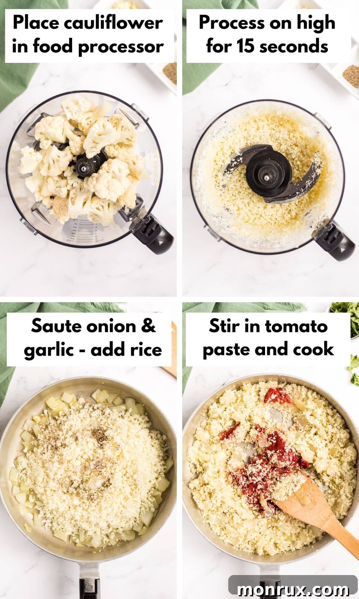 Pictures showing how to make mexican paleo rice