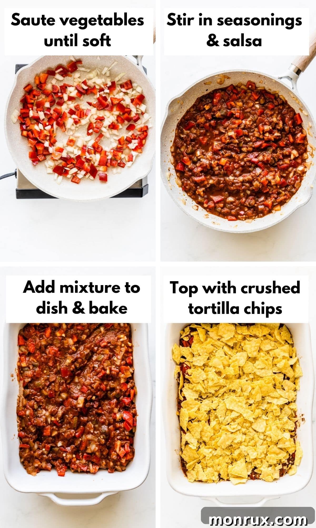 Pictures showing how to make a mexican casserole