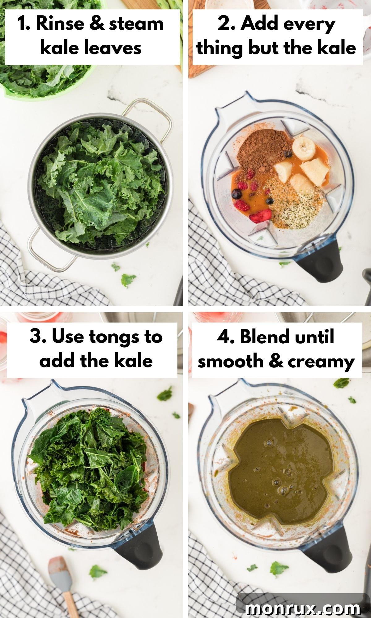 How to make a chocolate kale smoothie.