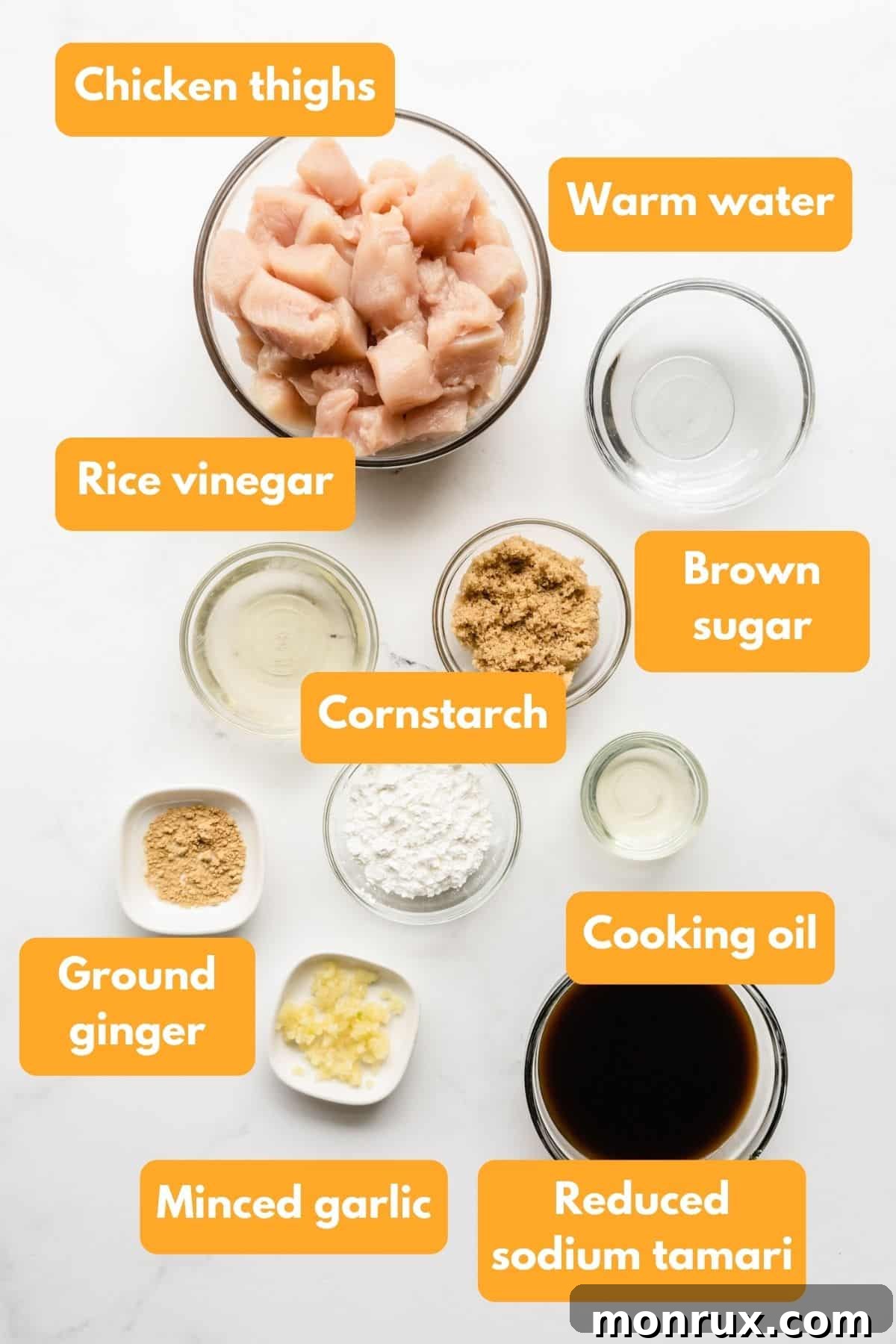 Ingredients for homemade gluten-free chicken teriyaki sauce and chicken