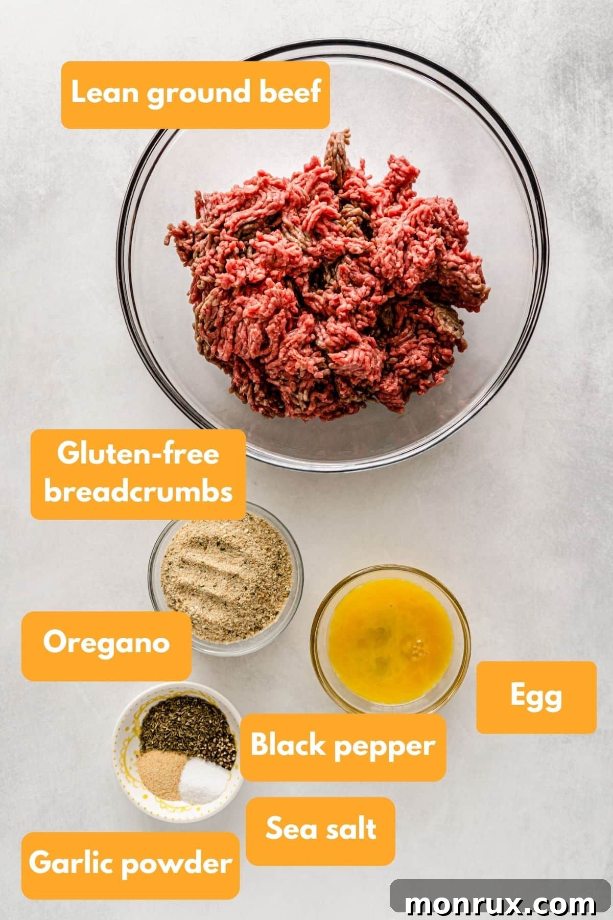 Ingredients for gluten-free meatballs