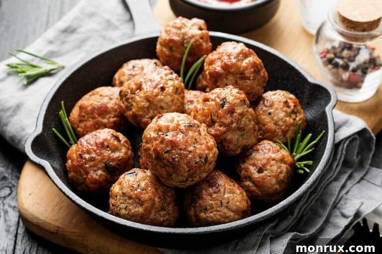 dairy free meatballs served in skillet.
