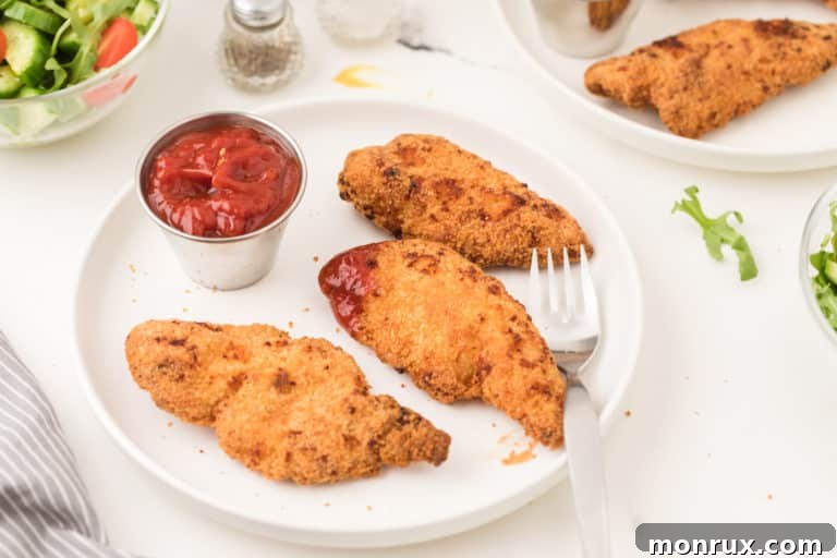 Air fryer chicken tenders cooked to golden perfection.