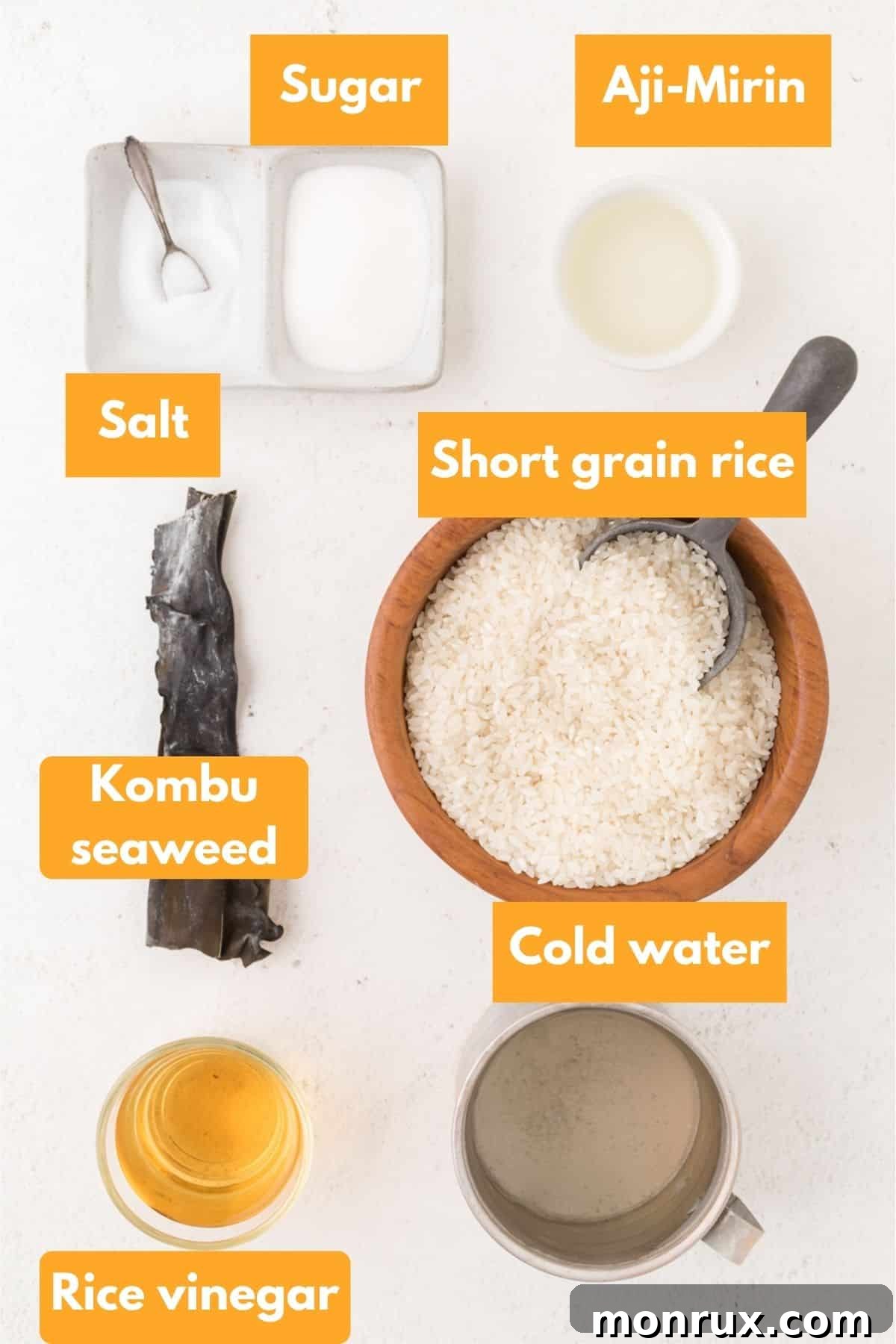 Ingredients for sushi rice